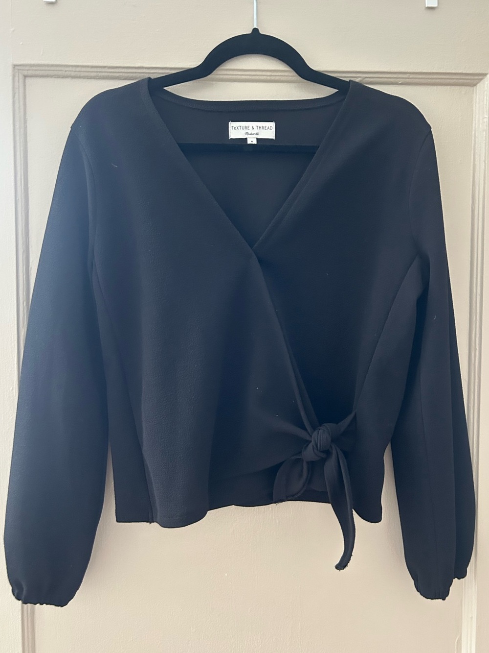 Madewell Black Wrap Top, size M